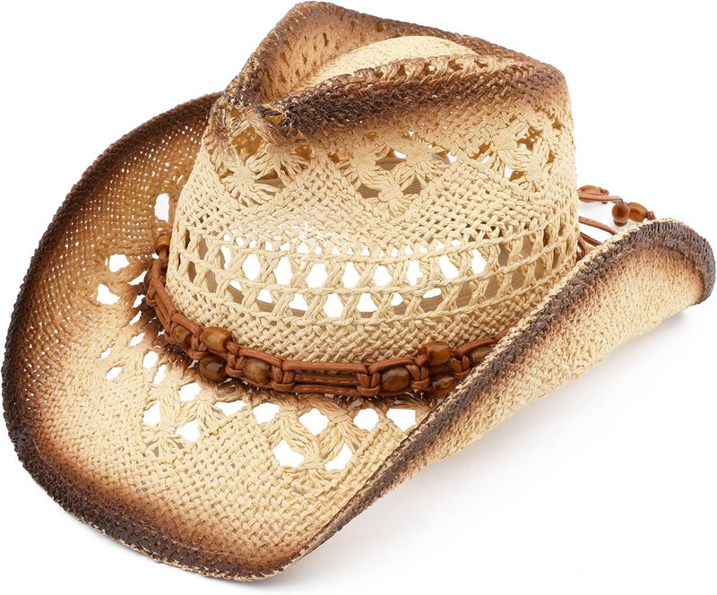 Pro Celia Men Women Cowgirl Straw Western Cowboy Hat - Image 1